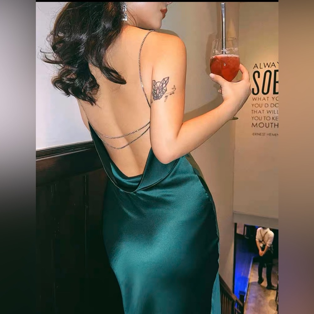 Dark green midi/maxi cocktail dress